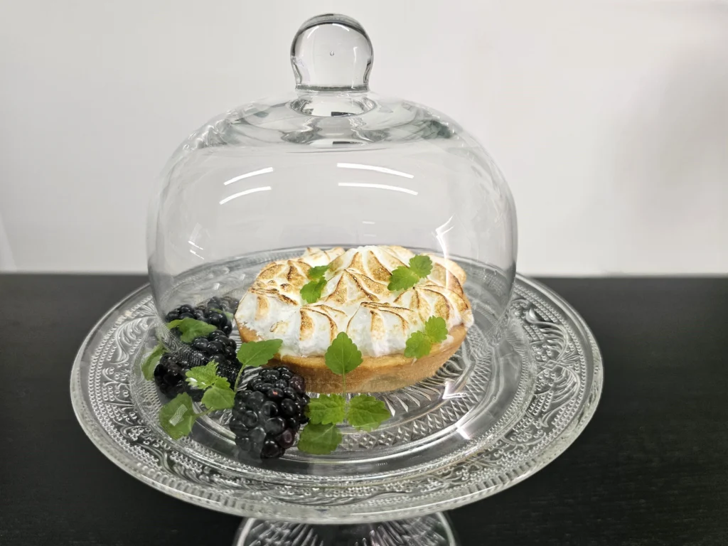 Lemon dessert with lemon balm cress